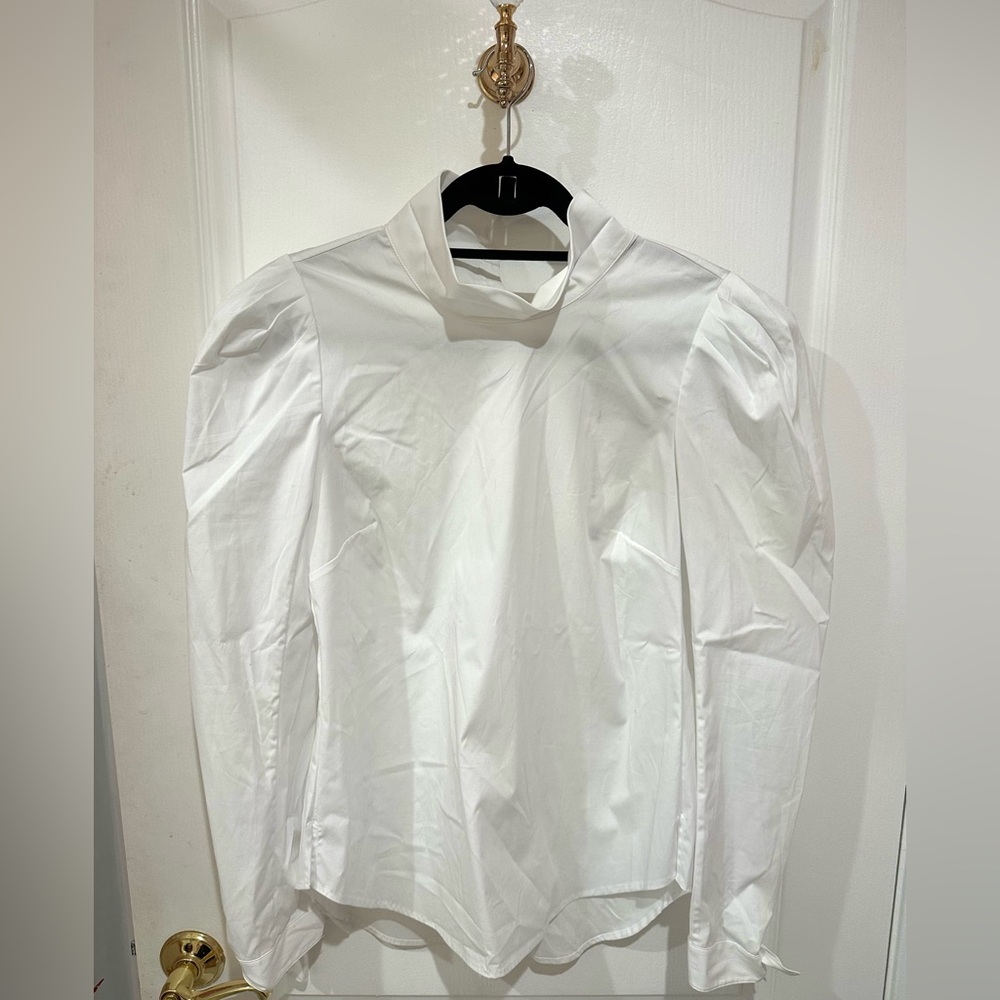 NWT Veronica Beard White Isabel Shirt w/ Button Down in the Back- SIZE 8